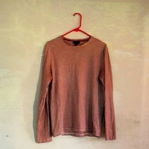 Long sleeve striped orange and white shirt